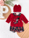 Conjunto Natal: camisola, calções e gorro pompom