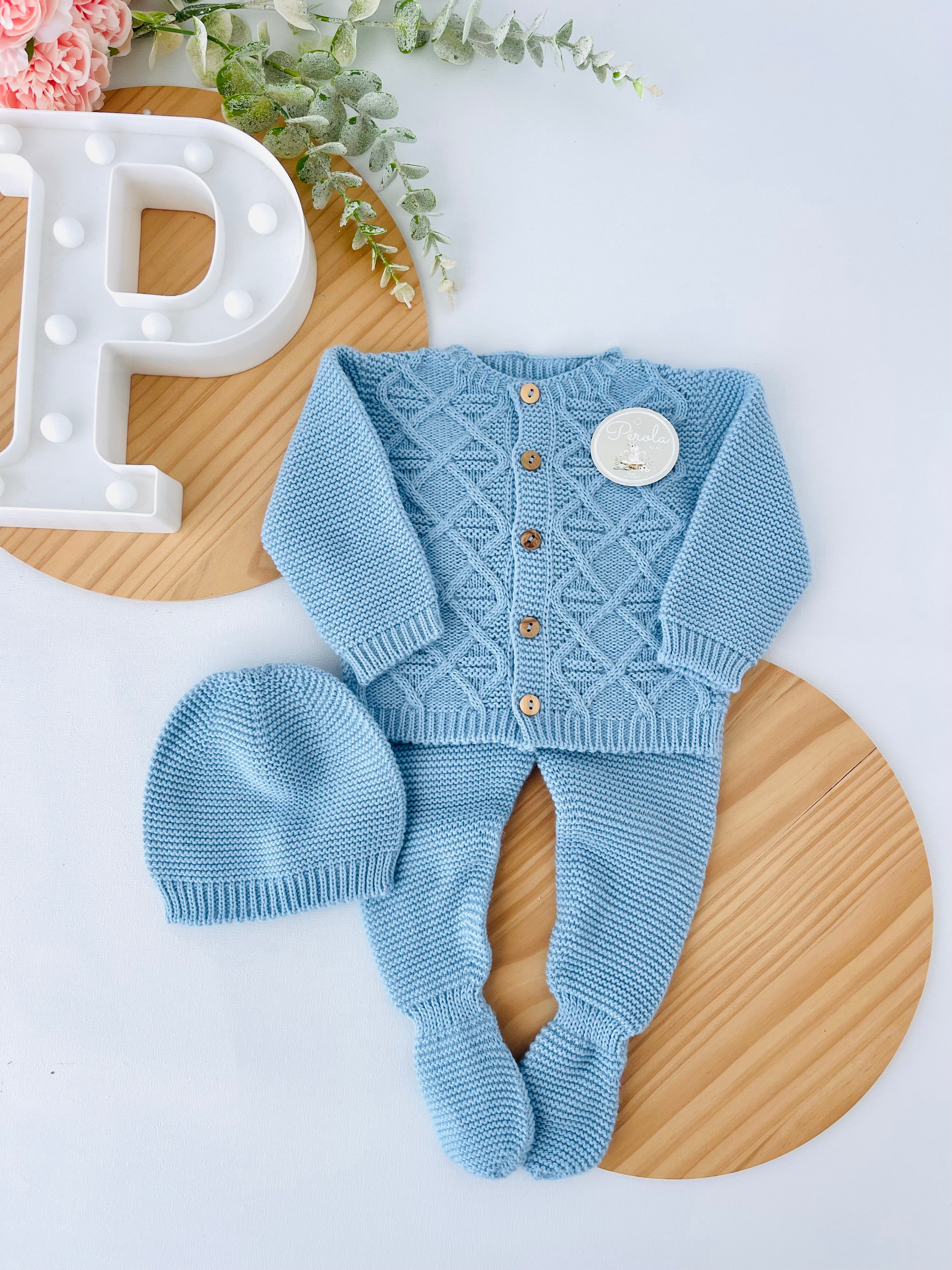 Conjunto casaco, calças e gorro- Outono/Inverno 1/3M 3/6M