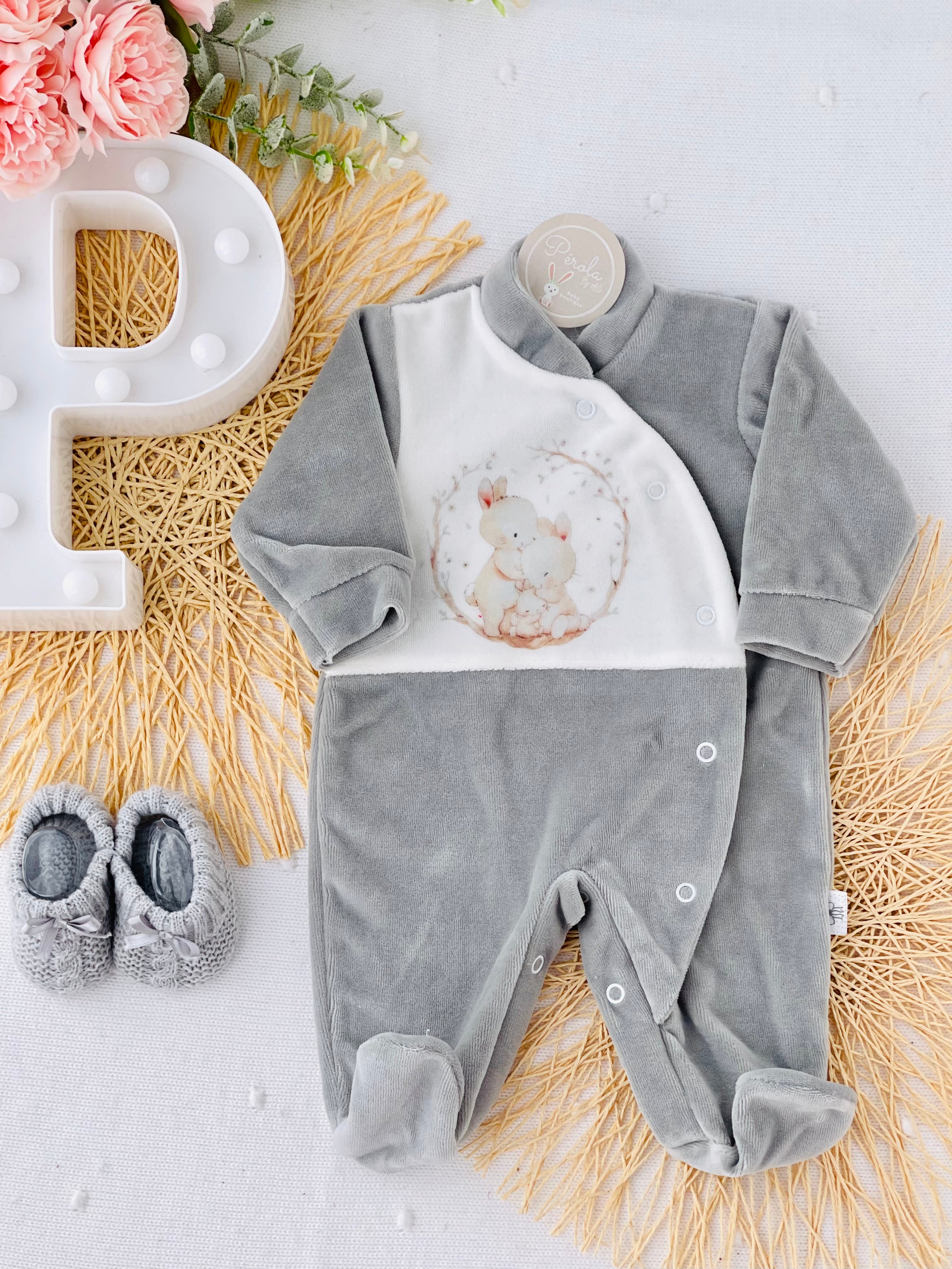 Babygrow coelhinhos veludo