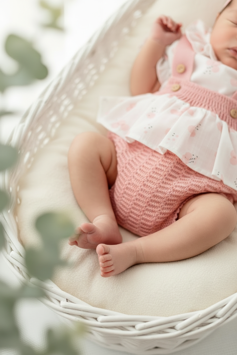 Fofo, fita para cabelo e blusa Salmão - recém nascidos