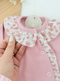 Babygrow Rosa velho tema flores em algodão