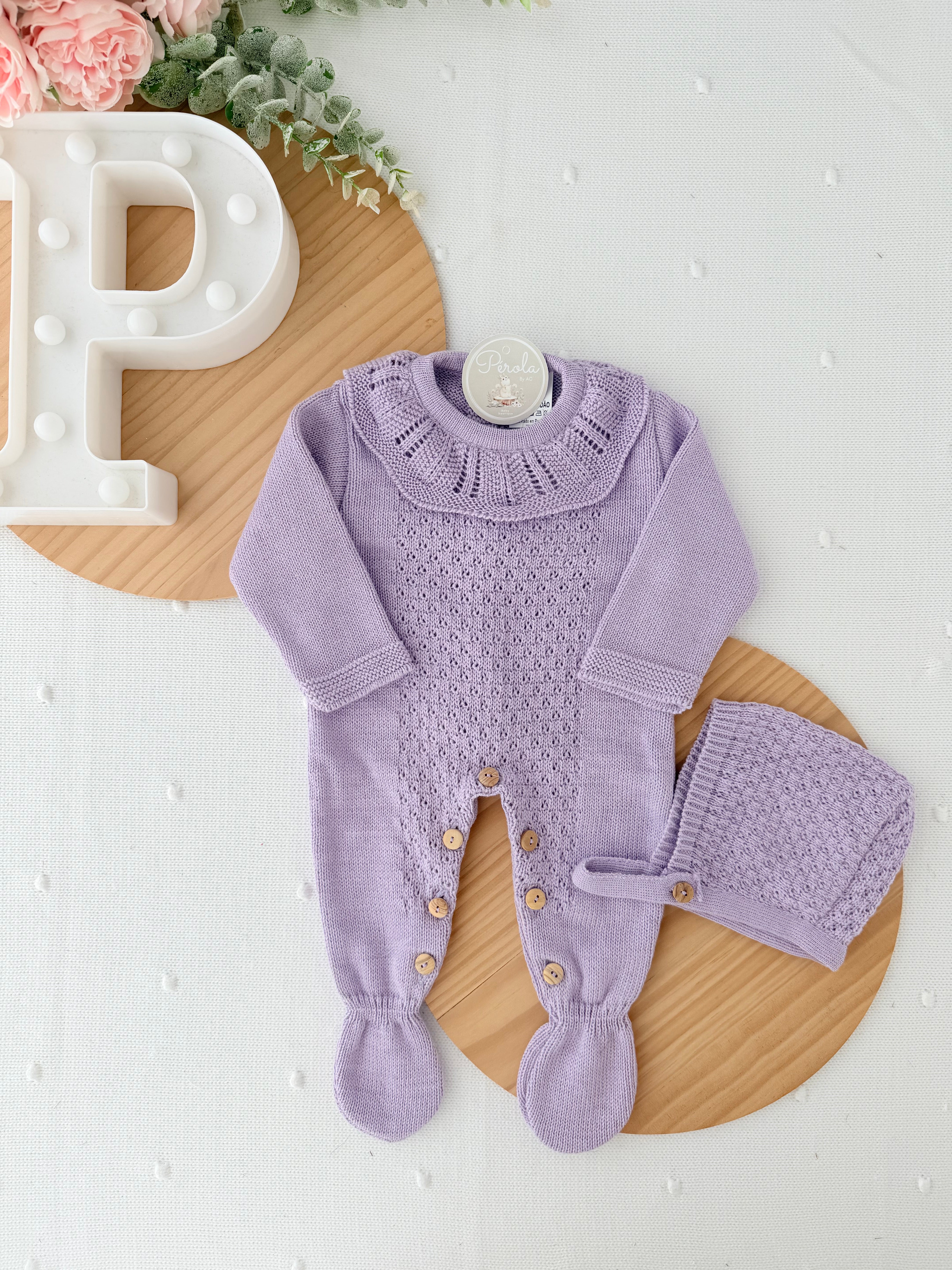 Conjunto Baby love: Babygrow e touca recém nascido