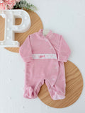 Babygrow veludo fita em renda