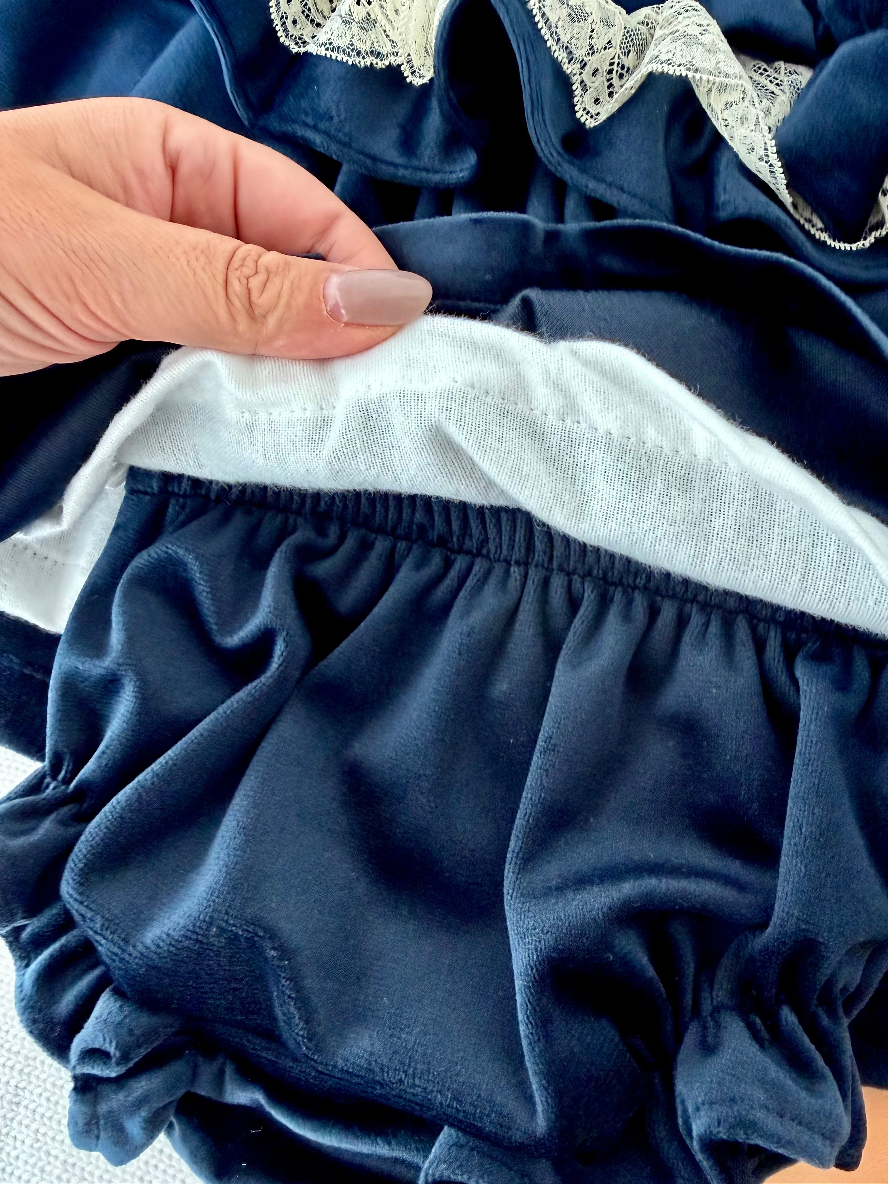 Vestido e tapa fraldas em veludo coleção premium
