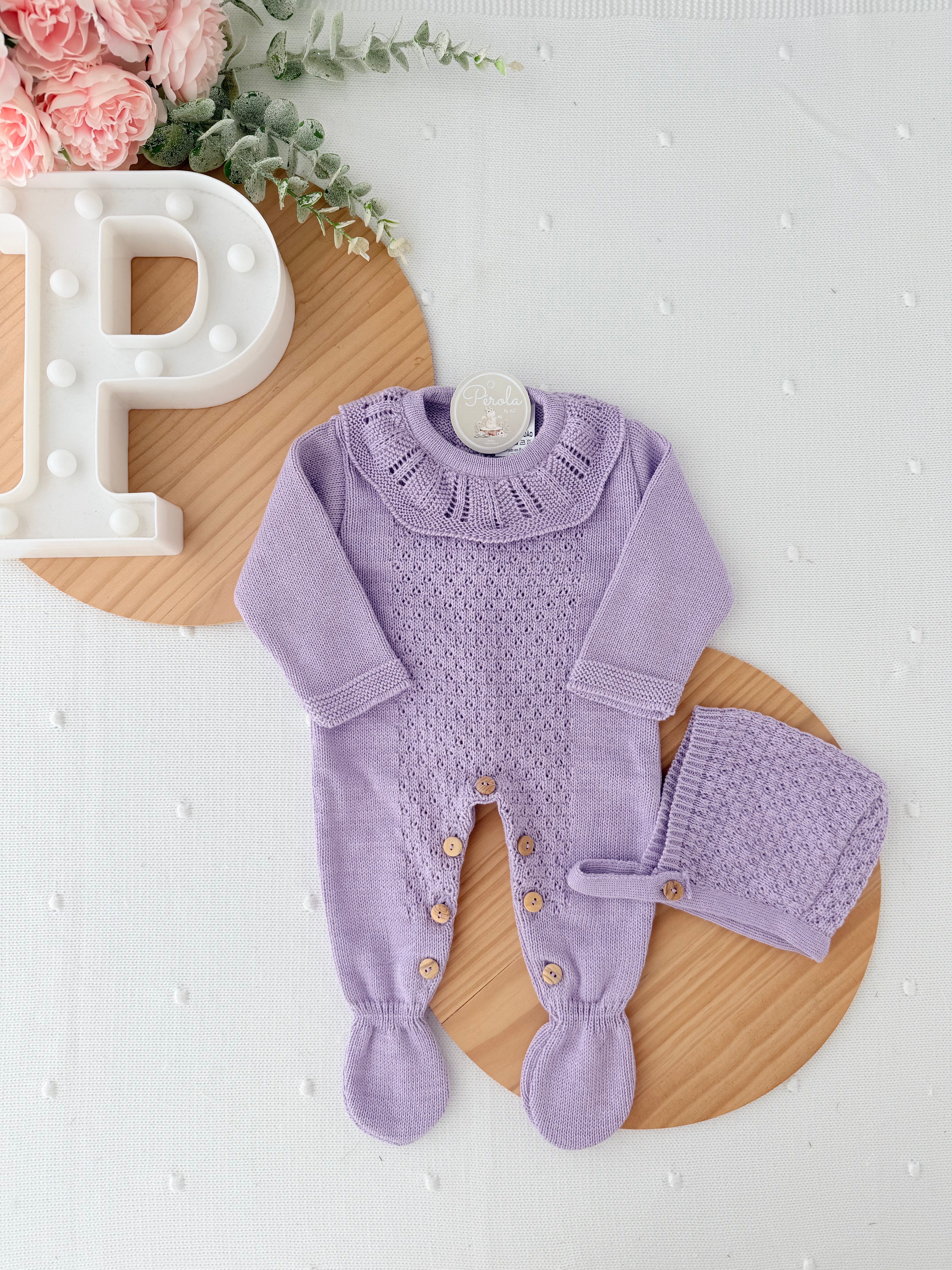 Conjunto Baby love: Babygrow e touca recém nascido