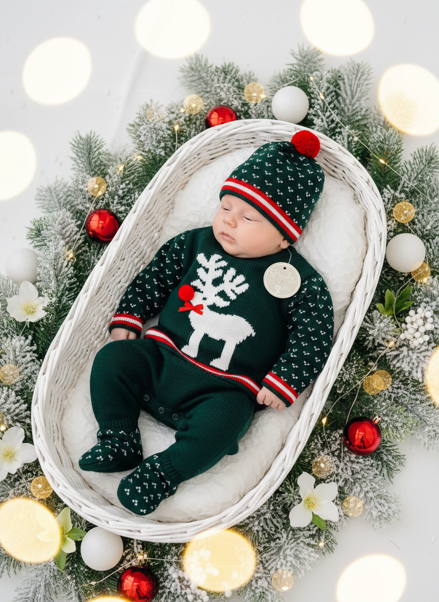 Conjunto renas de Natal em verde