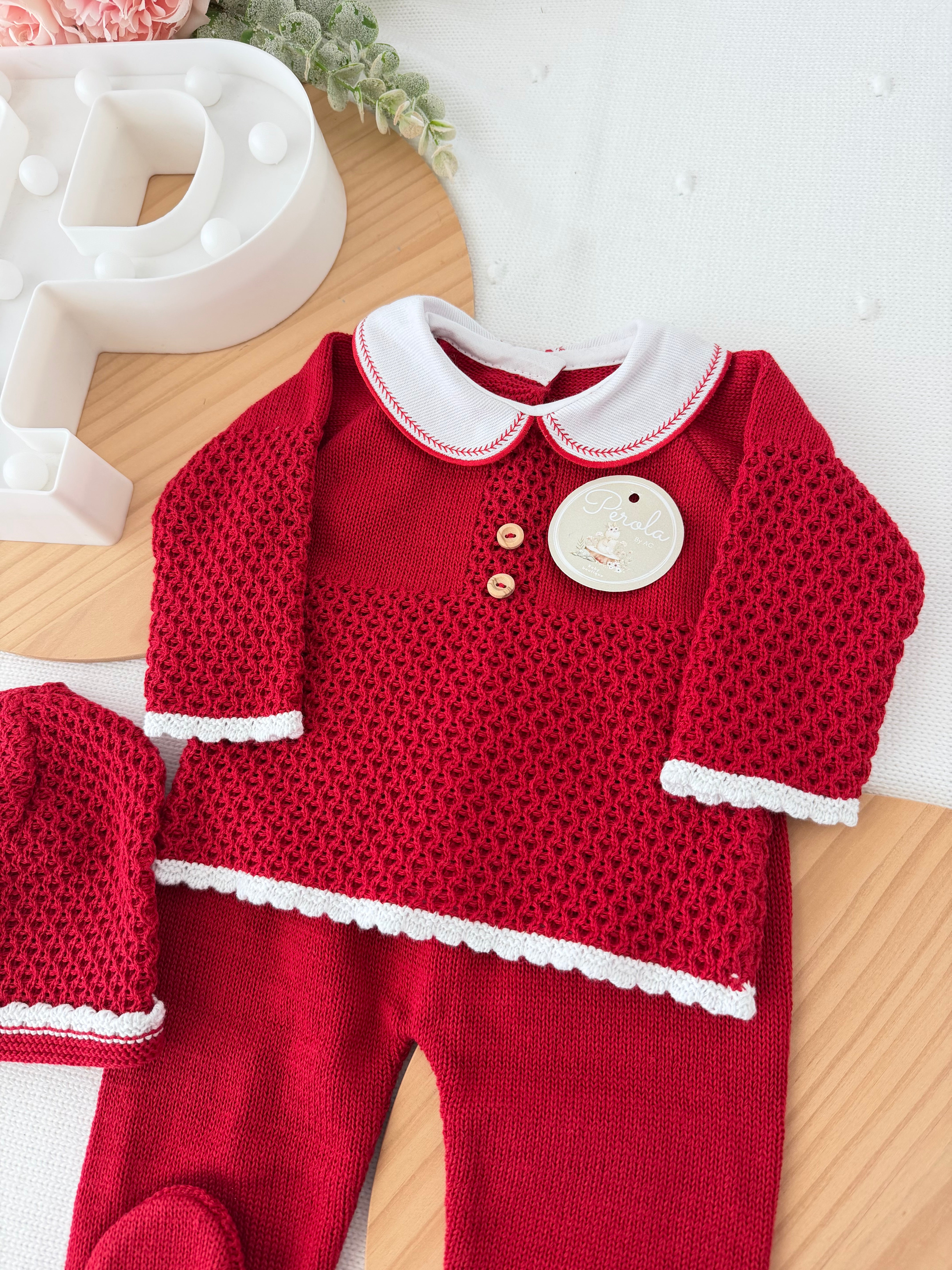 Saída de maternidade vermelho 100% algodão