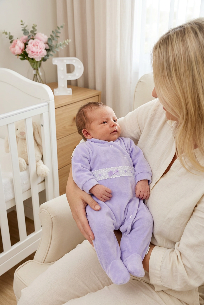 Babygrow lilás em veludo