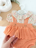 Fofo e blusa tema flores laranja 3-12M