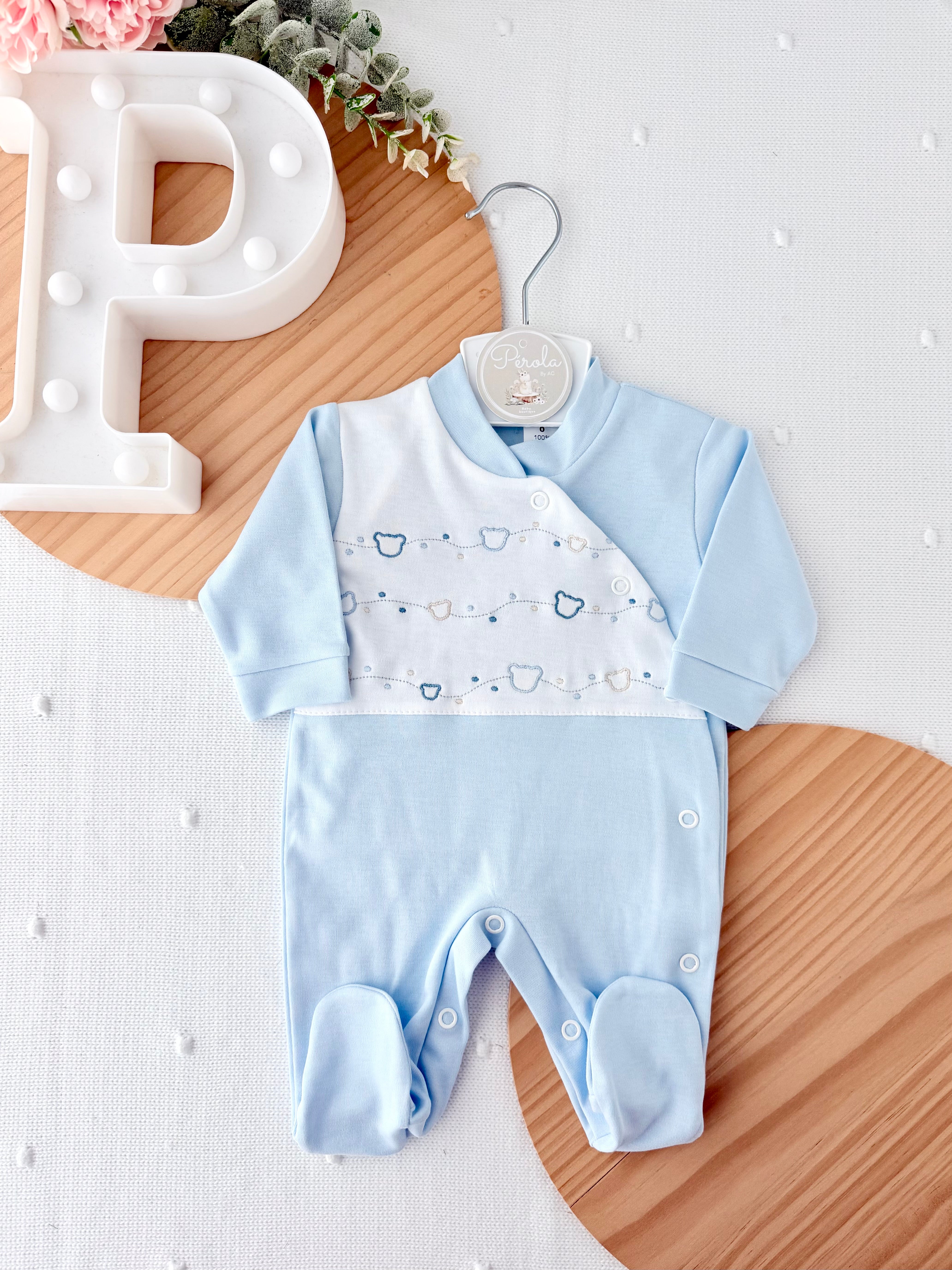 Babygrow carinhas de urso algodão