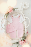 Saída de maternidade ROSA: jardineiras, blusa e gorro 100% algodão Primavera/Verão
