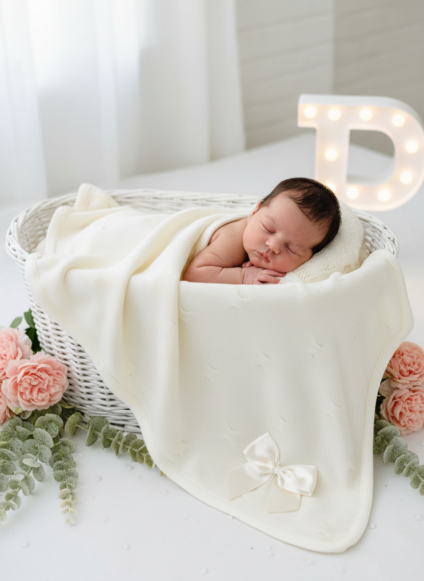 Manta dupla (malha e tecido polar) com laço