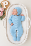 Babygrow e touca azul- saída de maternidade