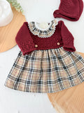 Vestido e touca de malha Bordeaux