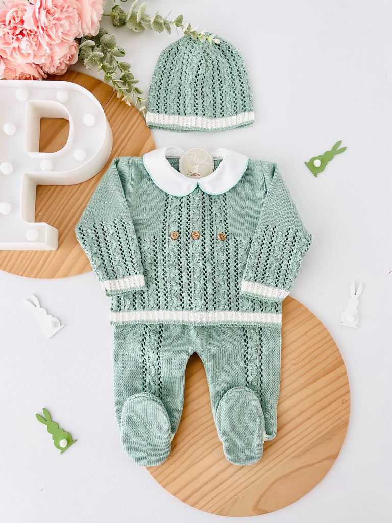 Conjunto recém nascido : camisola, calças e gorro 100% algodão