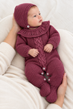 Babygrow e touca em beringela- saída de maternidade
