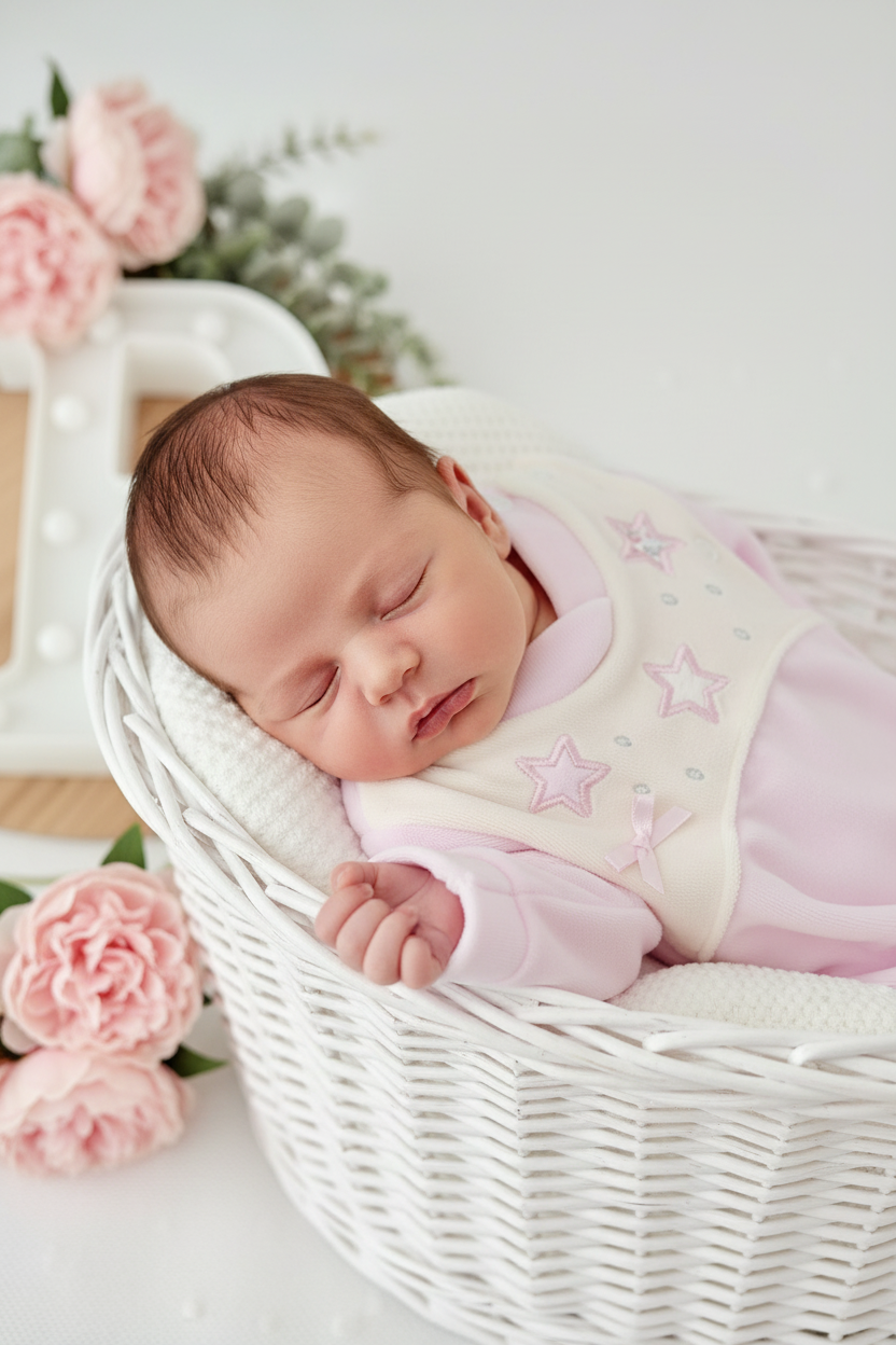 Babygrow Veludo Bebé com Estrelas Bordadas - Recém-Nascido