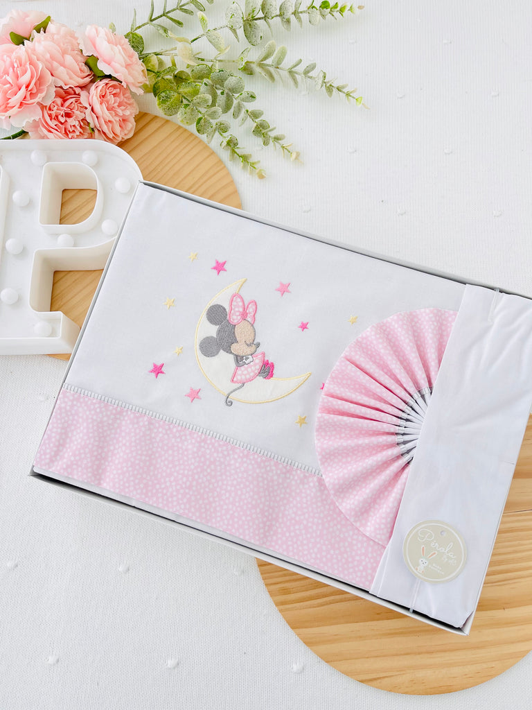 Lençóis ALGODÃO para Cama de grades- Minnie na lua