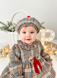 Conjunto Menina estilo Burberry - Vestido e Bóina