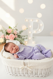 Babygrow lilás tema flores em VELUDO