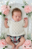 Conjunto bege unissexo: camisola e tapa fraldas 1/3M