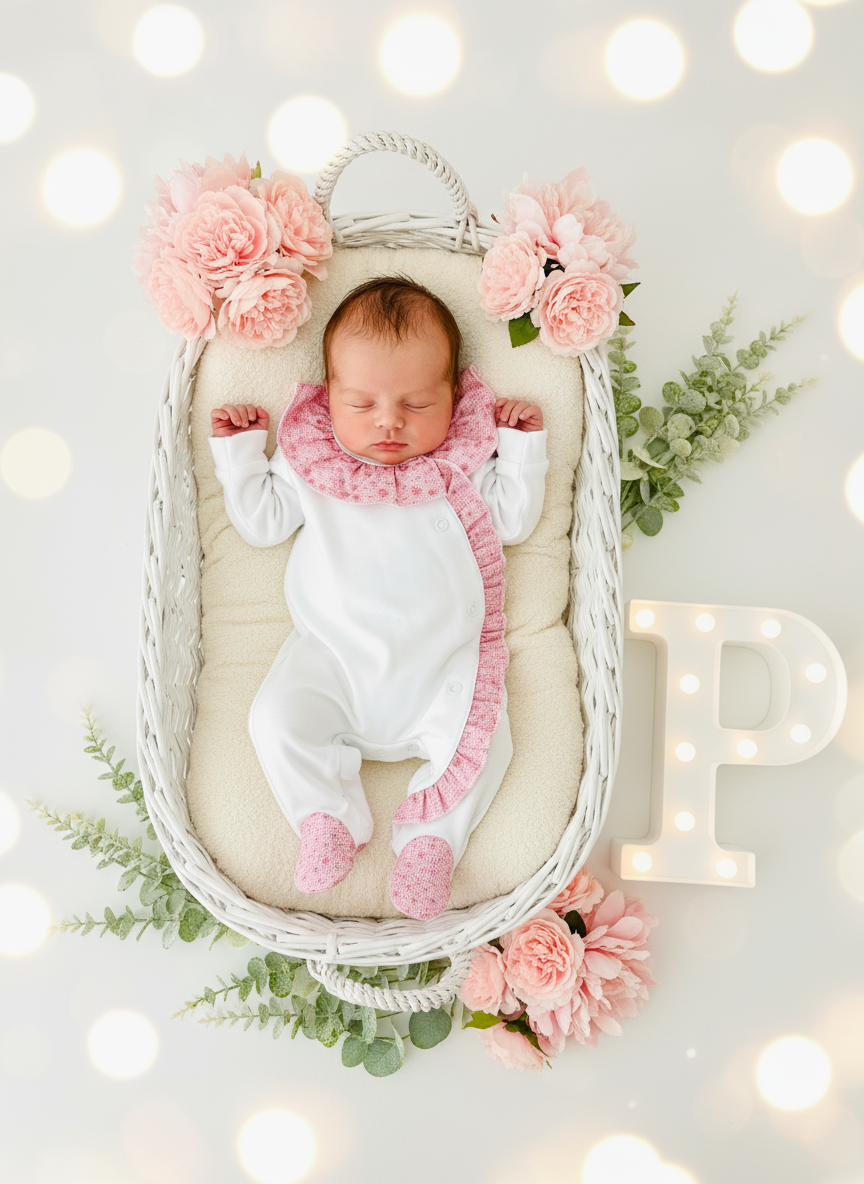 Babygrow em algodão - tema flores