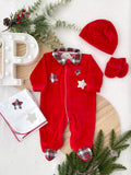 Babygrow vermelho Estrelas GOLA CAMISA- xadrez Premium