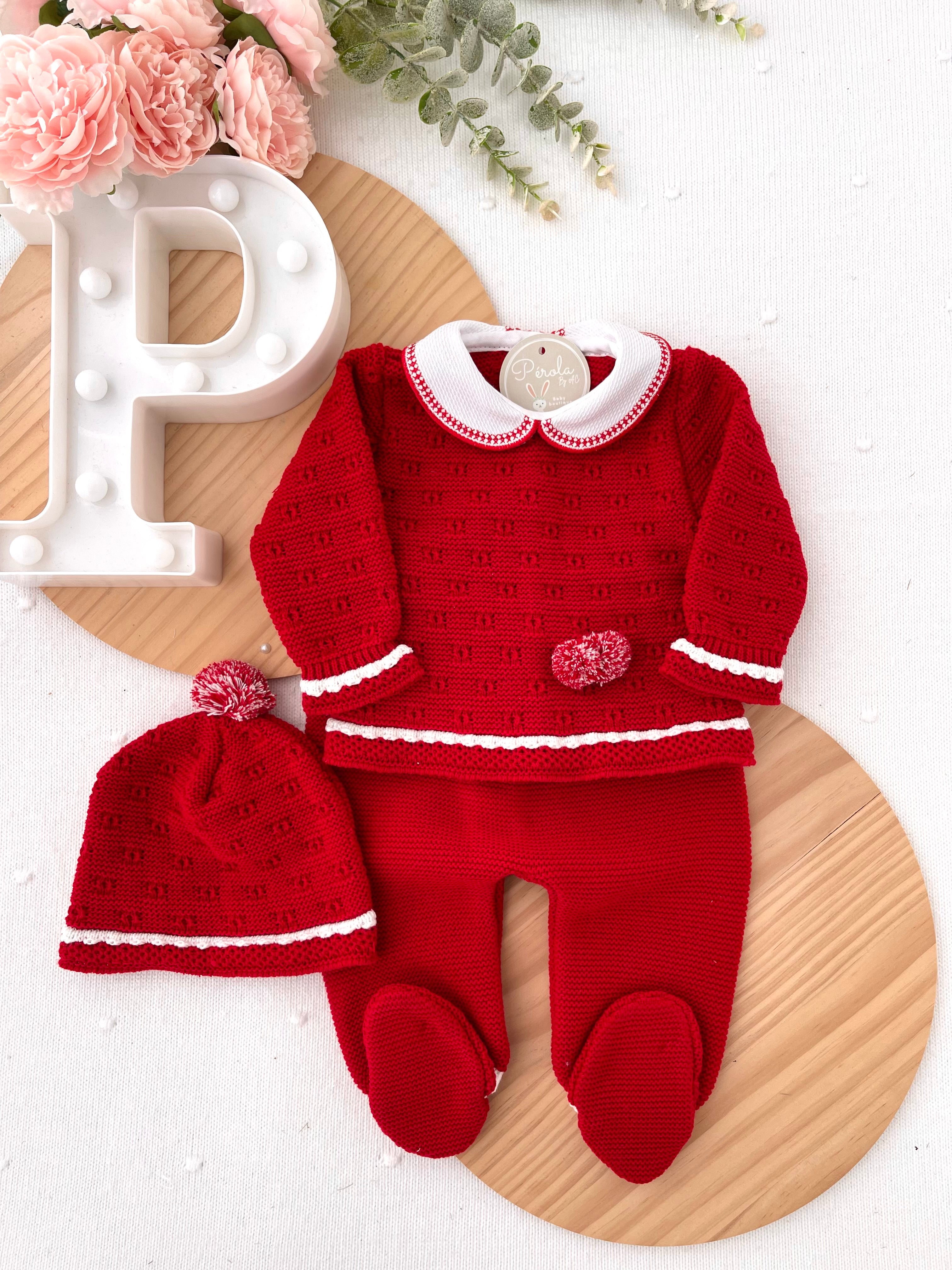 Conjunto pompom Outono/Inverno : camisola, calças e gorro