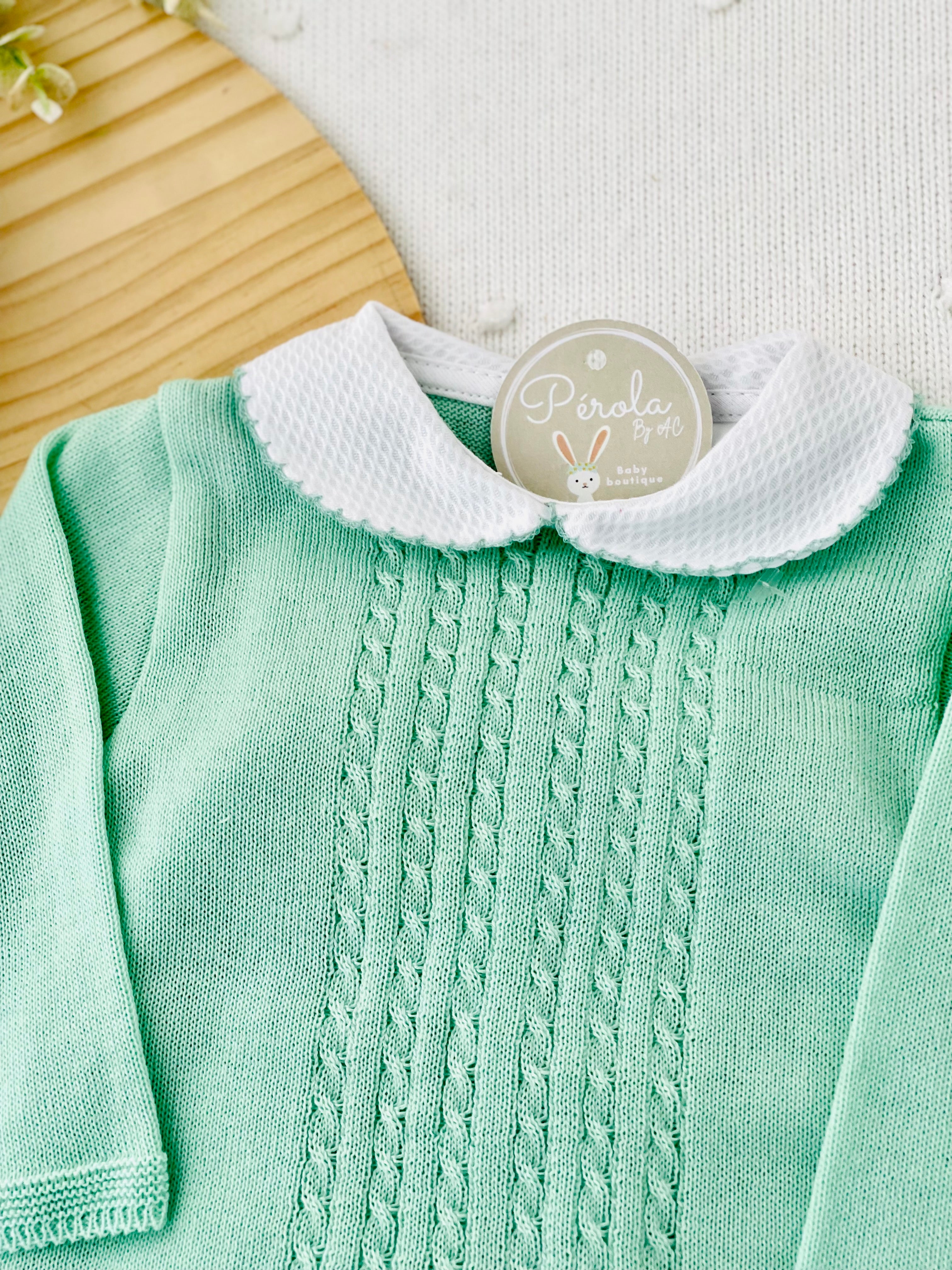 Conjunto malha fina: camisola,calças e touca Primavera/Verão