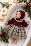Vestido e touca de malha Bordeaux