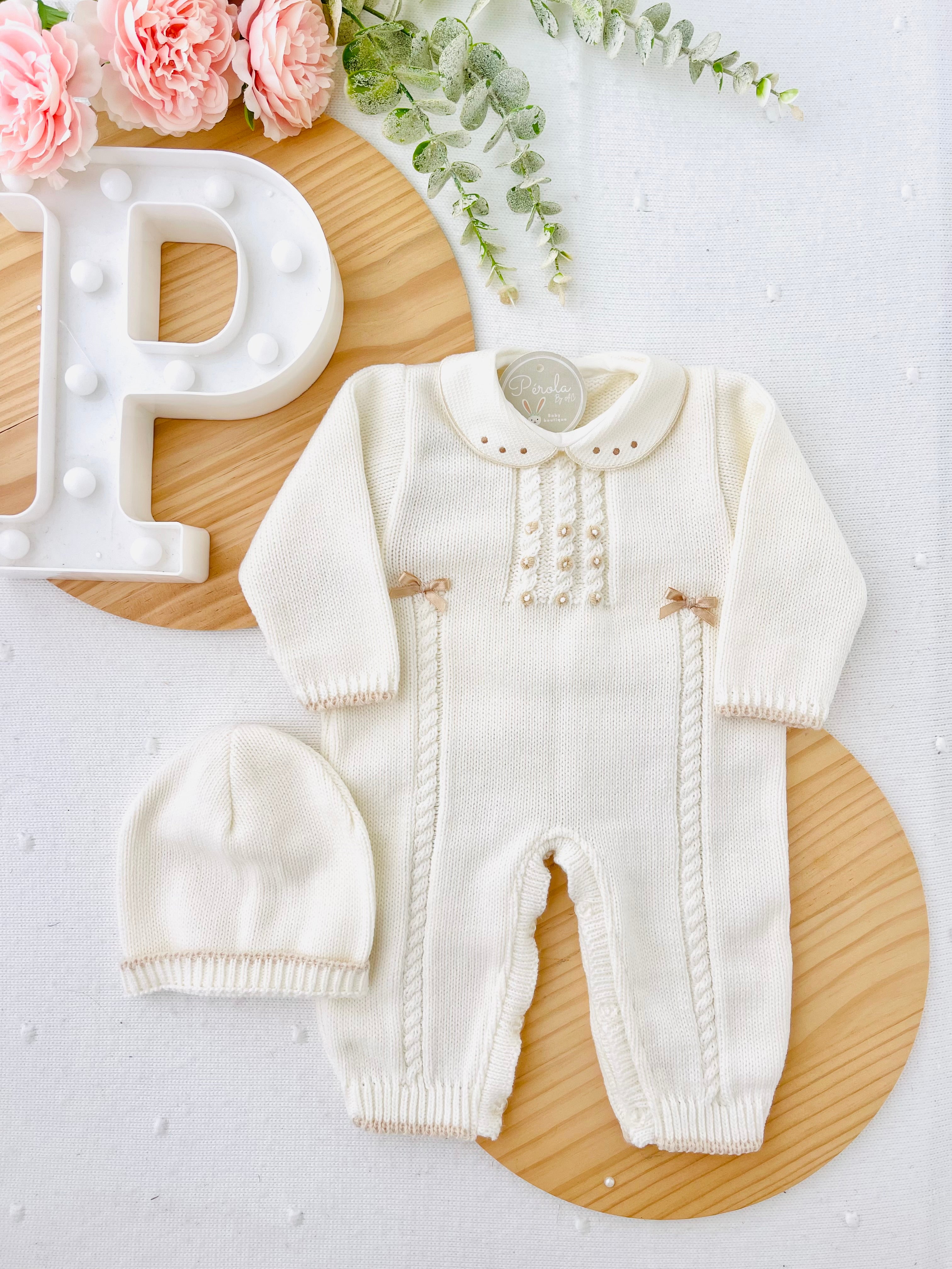 Saída de maternidade: macacão e gorro Outono/Inverno