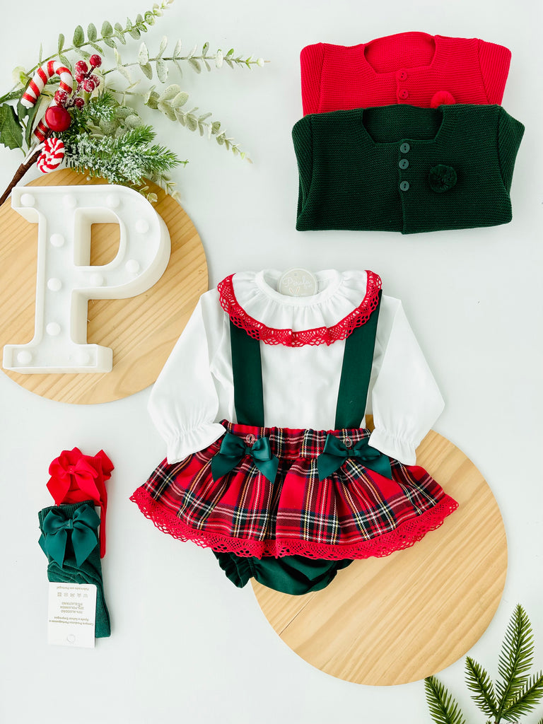 Conjunto xadrez de Natal: fofo e blusa