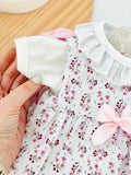 Conjunto: casaco, vestido e camisola com golinha