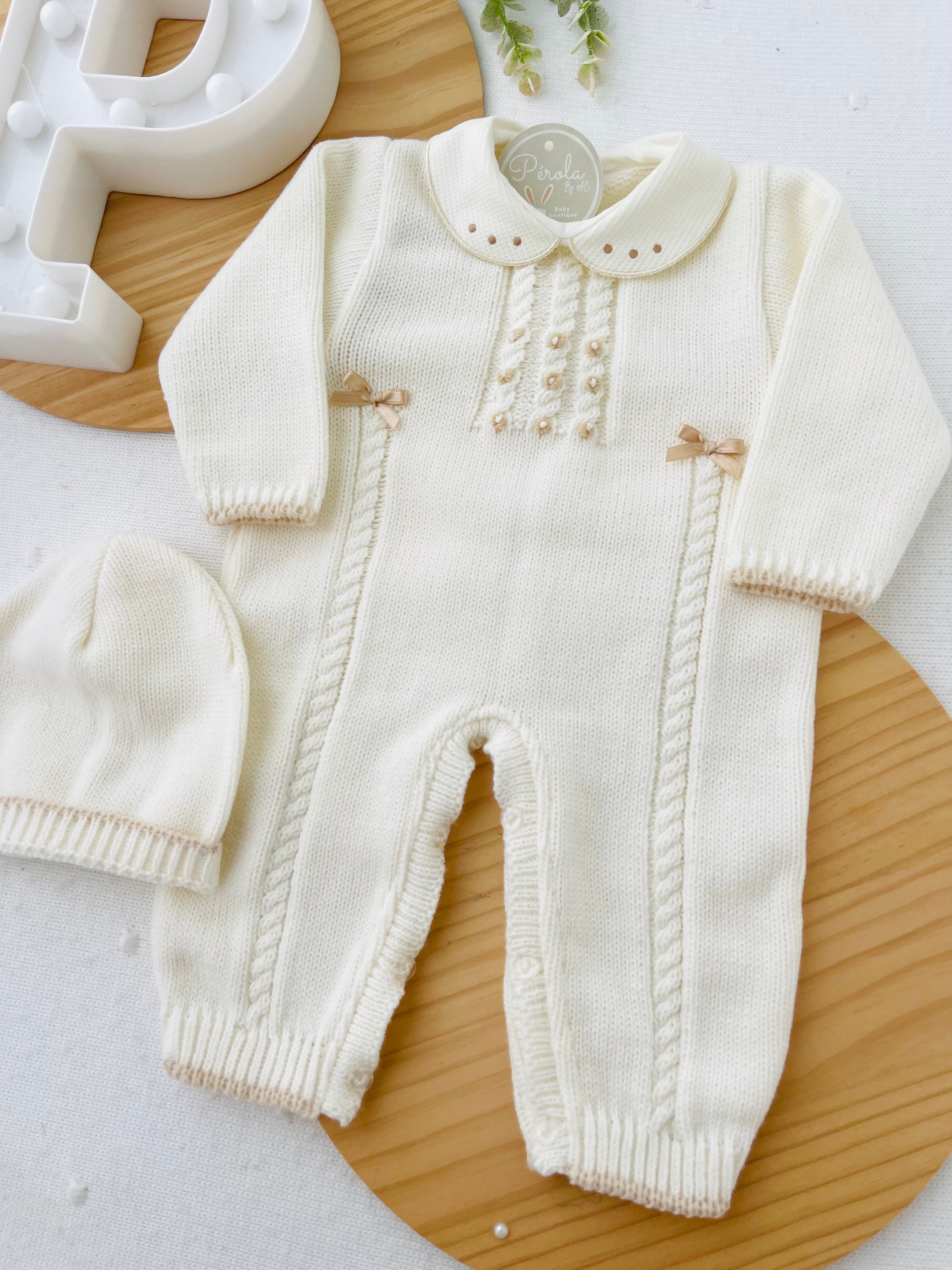 Saída de maternidade: macacão e gorro Outono/Inverno