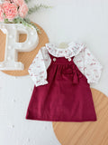 Conjunto Bordeaux em bombazine: vestido e blusa 3M 6M 12M