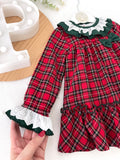 Vestido tartan com detalhes em verde