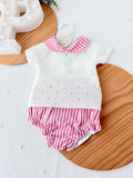Conjunto riscas rosa: camisola e tapa fraldas