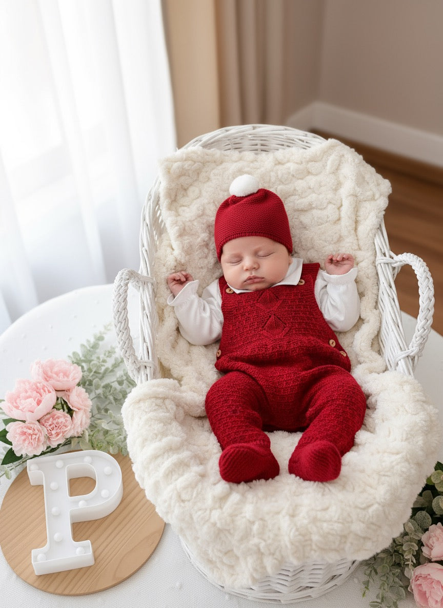 Saída maternidade em vermelho menino- Outono/Inverno