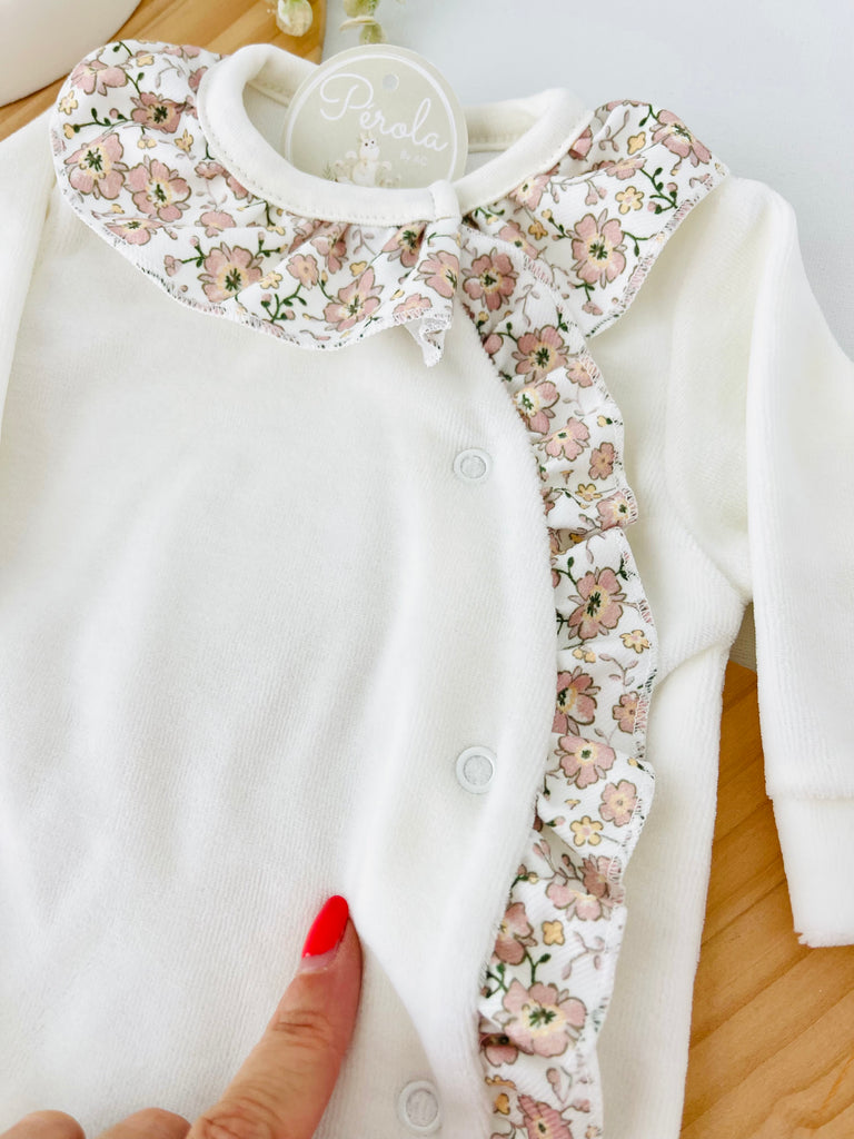 Babygrow tema flores em VELUDO