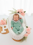 Babygrow em VELUDO- tema flores roxas