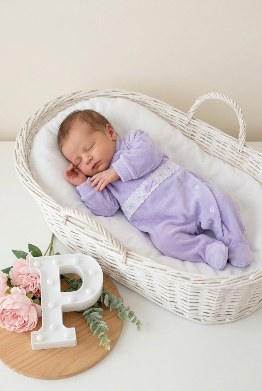 Babygrow lilás em veludo
