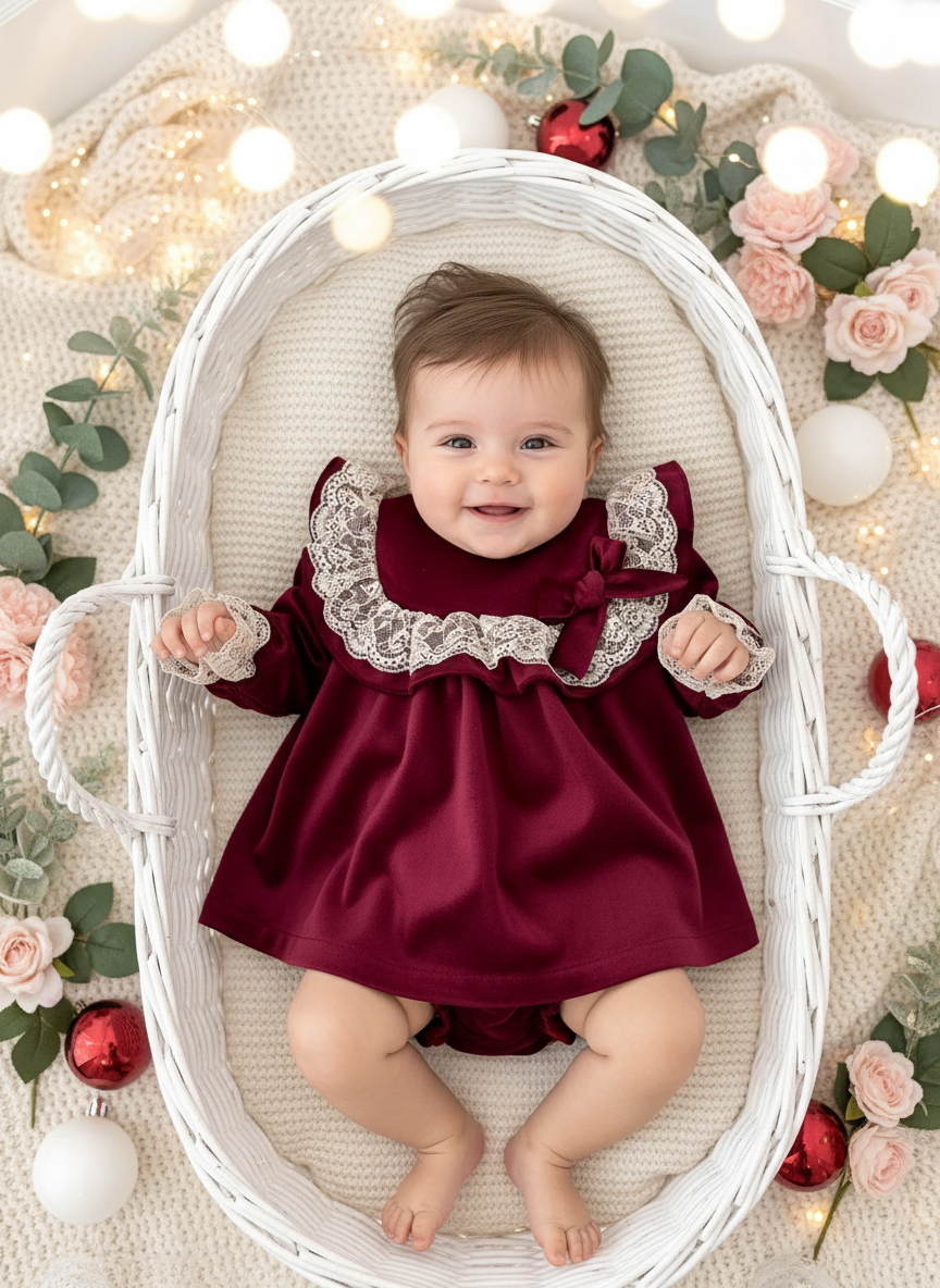 Vestido e tapa fraldas em veludo coleção premium