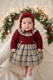 Vestido e touca de malha Bordeaux