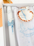Conjunto para Batizado: vela, toalha e concha Batizado Pomba