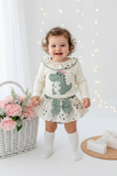 Conjunto dinossauro menina: camisola com capuz e calções
