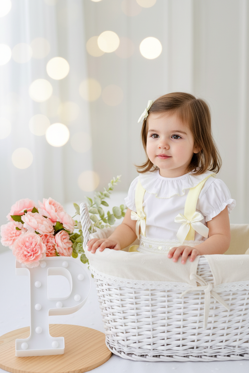 Conjunto Olívia: saia com tapa fraldas, alças e blusa