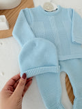 Conjunto tricot sonho : calças, camisola e gorro