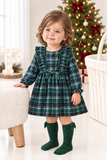 Vestido xadrez verde menina- 6-12-18M