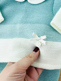 Conjunto malha riscas unissexo: camisola, calças e gorro