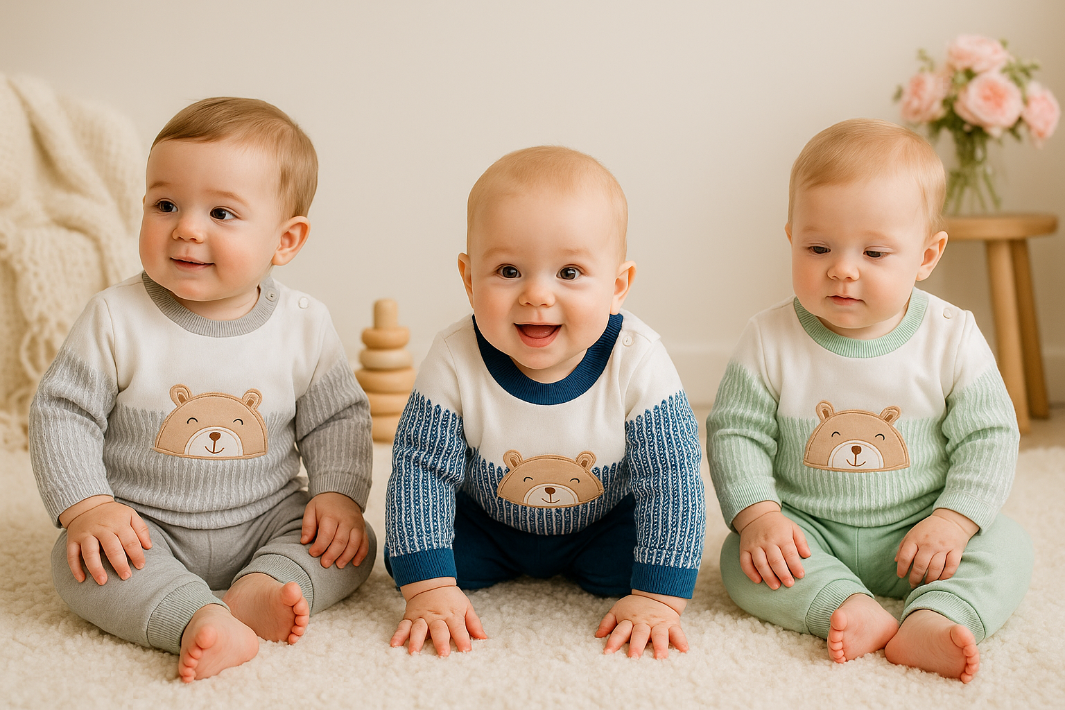 Fato de treino ursinho com efeito camisa- com carda (3-18m)